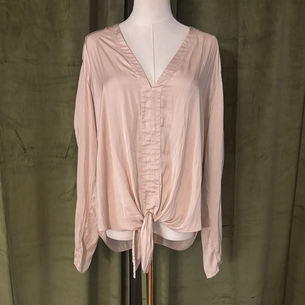 Alexis Light Pink Tie-Front Blouse, L